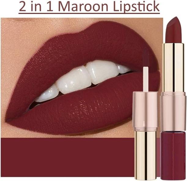 DARYUE Double-end Lipstick, Matte & Liquid Ultra Long Lasting Maroon Lipstick