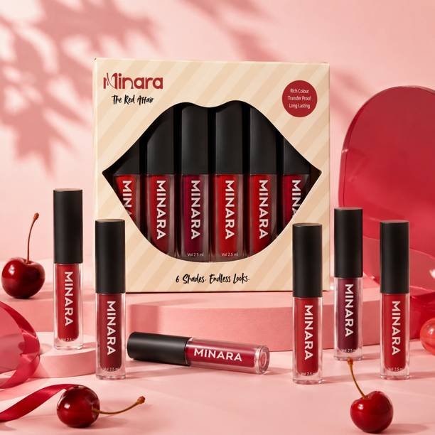 MINARA Matte Liquid Lipstick Pack of 6 - Reds