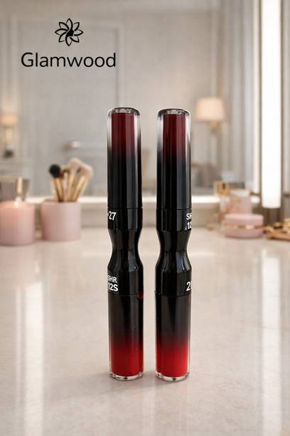 glamwood Luxurious dual-ended Long-Lasting Matte & Glossy Finish Lipstick (Pack of 2)