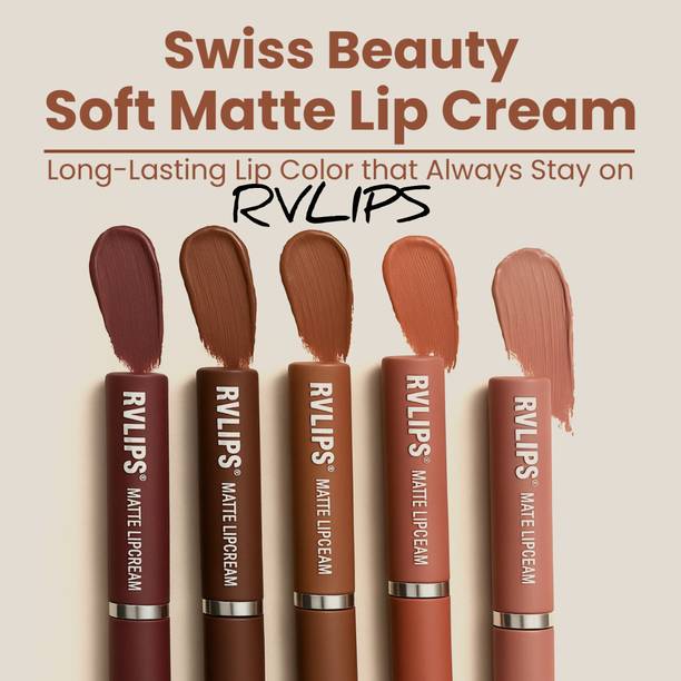आरवी लिप्स Nude Edition Long Lasting Sensational Liquid Matte Lipstick Non Transfer Set Of5