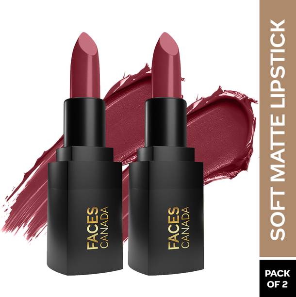 FACES CANADA Comfy Matte Wow Bullet Lipstick Combo | Highly Pigmented | Pack of 2