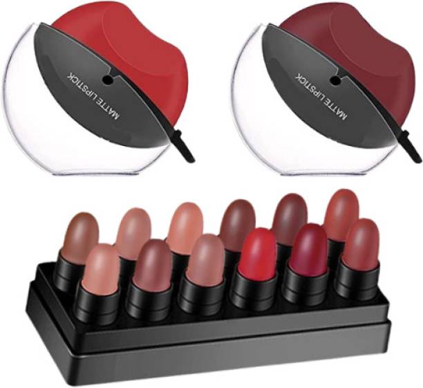SIYDHA Matte Lipstick Waterproof Set With 2 Dil Shape Lipstick &amp; Bulet Lipstick Combo
