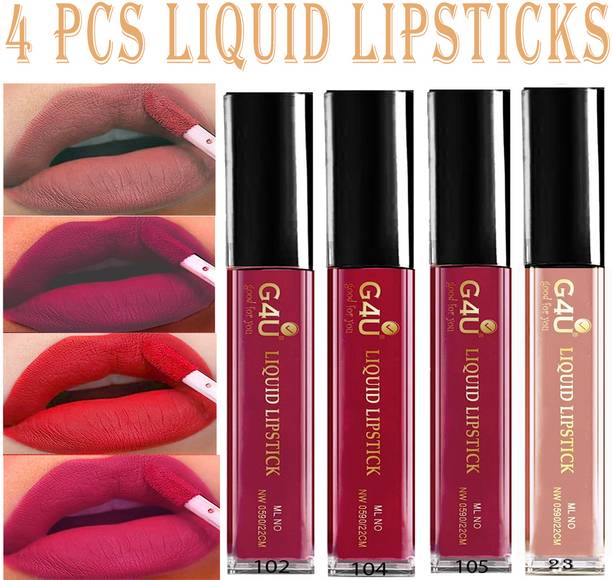 G4U Liquid Lipstick Set 4 Colors Cherry, Wild Rose, Mocha, Nude102-104-105-23