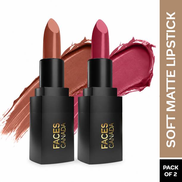 FACES CANADA Comfy Matte Wow Bullet Lipstick Combo | Long Lasting | Pack of 2