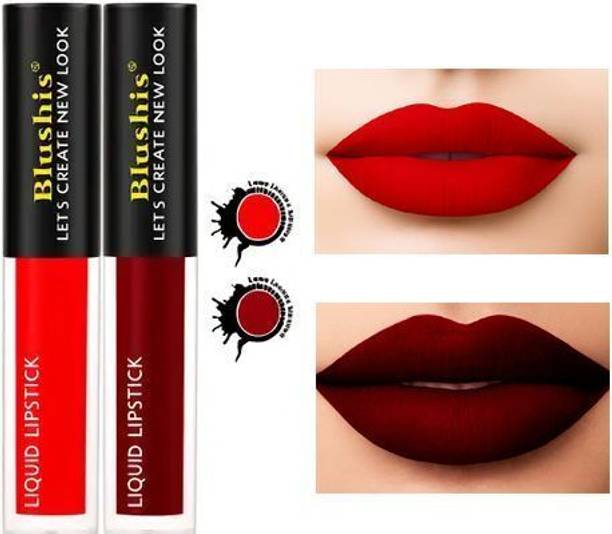 BLUSHIS Non Transfer Professionally Longlasting Liquid Lipstick Combo Set Of 2 pc
