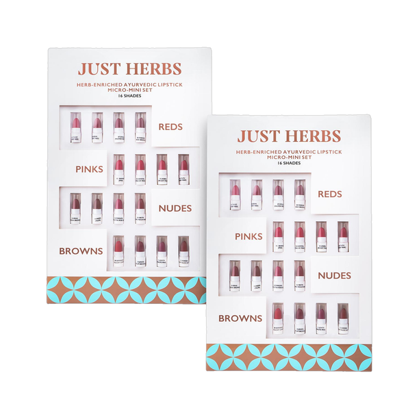 Just Herbs Ayurvedic Lipstick Micro-Mini Kit - 16 Shades Pack Of 2