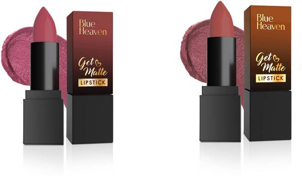 BLUE HEAVEN Get Matte Lipstick Combo 2 Smooth Glide Matte Texture With Long Lasting Effect