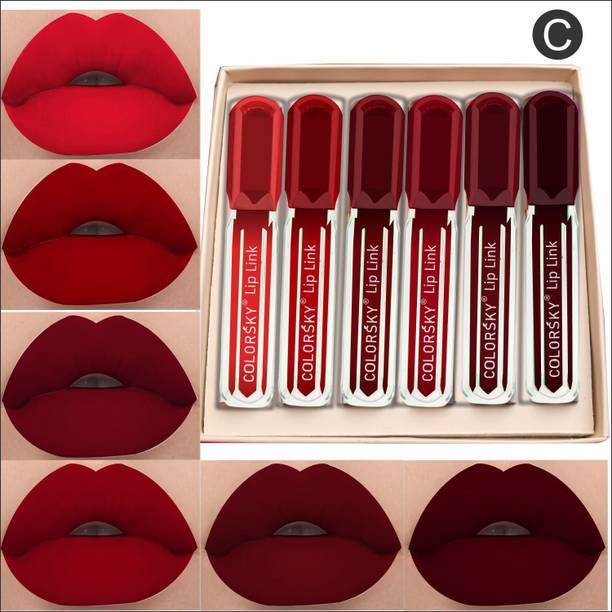 Color Sky Lip Link Liquid Lipstick Pack of 6 | Waterproof & Longlasting Matte Lipstick