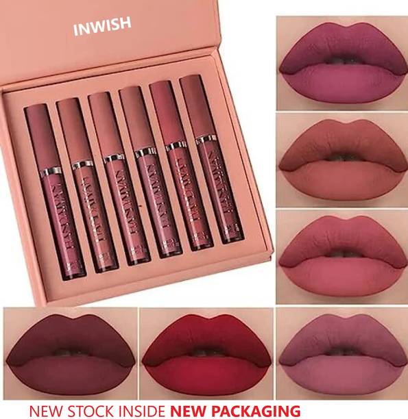 INWISH Waterproof 72Hours stay matte liquid lipstick combo pack of 6