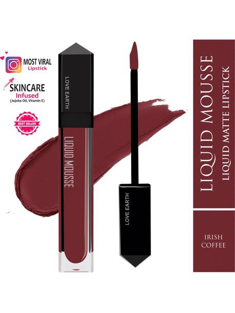 LOVE EARTH Liquid Mousse Lipstick - Irish Coffee Matte Finish, Lasts Up to 12 hours