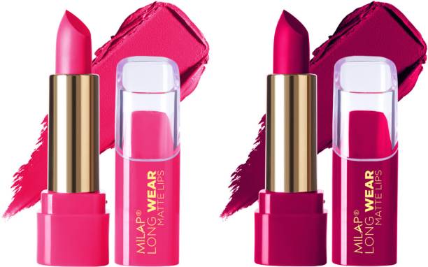 MILAP LONG WEAR Matte Lipstick, Highly Pigmented Lipsticks for Women Pack of 2