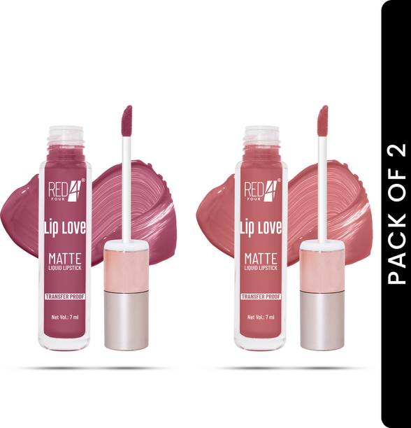 RED4 Lip Love Matte Liquid Lipstick | Transfer Proof | Smooth Texture | Combo Of 02