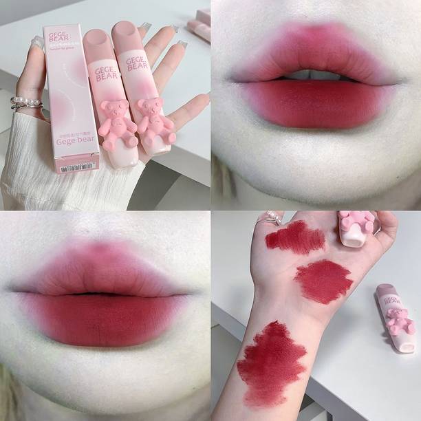 DAIMANPU 6-Color Gege Bear Lip Gloss Set – Velvet Matte, Non-Sticky, Tender Shades