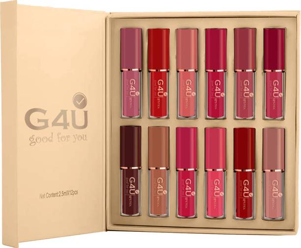 G4U Elegant 12 pcs Matte Lipstick - Intense Pigment, Smooth Finish