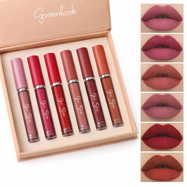 GWENLOOK Non Sticky Liquid Matte Long Lasting 6Pcs Lipsticks