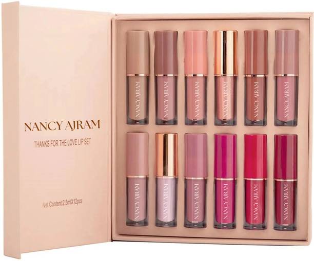 नैन्सी अजराम X 12 Color Book Lip Gloss Set Liquid Lipstick Set