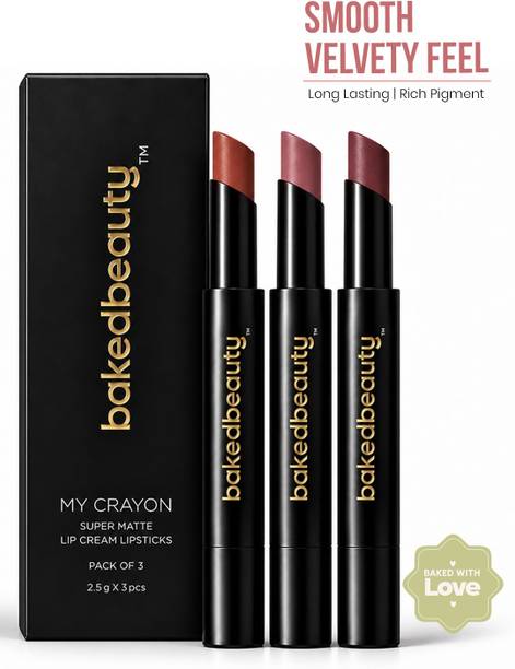BAKED BEAUTY Lip Crayon Lipstick Set of 3 with Nourishing Formula
