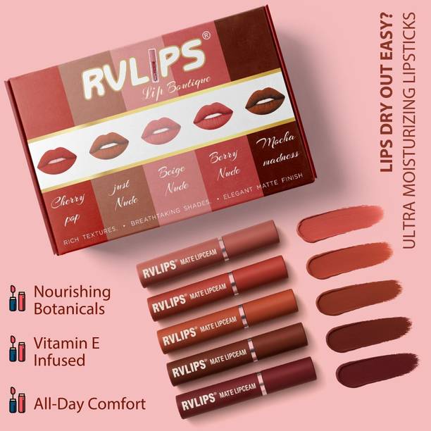 RVLIPS Liquid Mousse Lipstick Nude Matte Finish Mini Combo Pack Lightweight Non Sticky