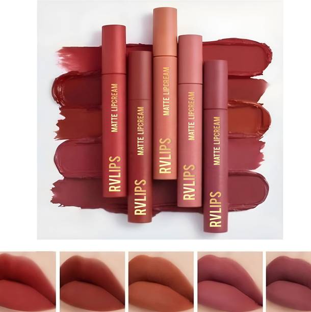 RVLIPS Non Transfer Waterproof Super stay bold lip shades liquid lipstick pack of 5