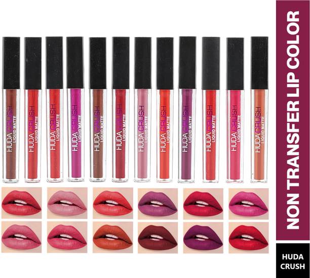HUDA CRUSH Swiss Edition Set of 12 Beauty Liquid Lipstick Matte Finish Lipsticks Combo Pack