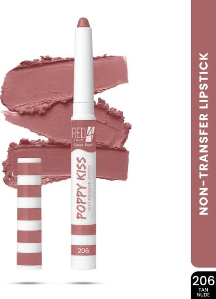 RED4 Poppy Kiss Non Transfer Lipstick | Light Weight | Creamy Matte | Stay Upto 24HRS