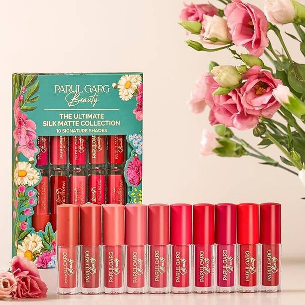 पारुल गर्ग Ultimate 10-in-1 Silk Matte Liquid Lipstick Set | Long-Lasting, Transfer-Proof
