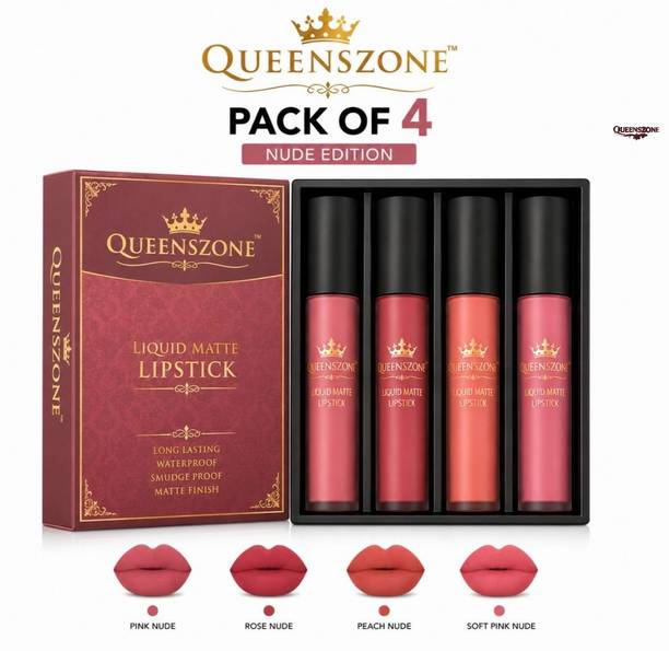 QUEENSZONE lipstick set of waterproof | Ultra Comfort Matte Lipstick Quick Application