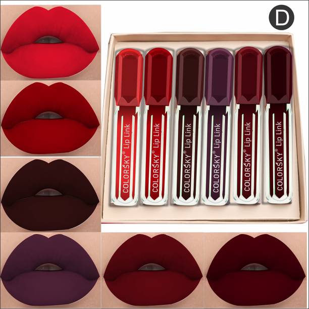 Color Sky Lip Link Liquid Lipstick Pack of 6 | Lightweight & Long lasting Matte Finish