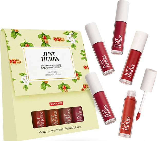 Just Herbs Enriched Liquid Lipstick Kit Set Of 5 Deeps and Reds
