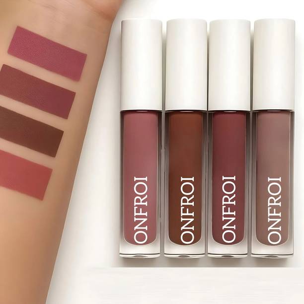 Onfroi Non Transfer Smudge proof Long Lasting Waterproof lipstick Combo Set of 4