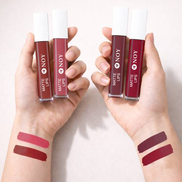 NOY Creamy Matte Lipstick Pack of 4 Rich Pigment Long Wear Smooth Look