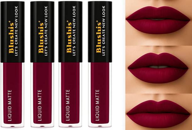 BLUSHIS Non Transfer Liquid Waterproof Matte Liquid Lipstick Pack of 4 Shade Rose
