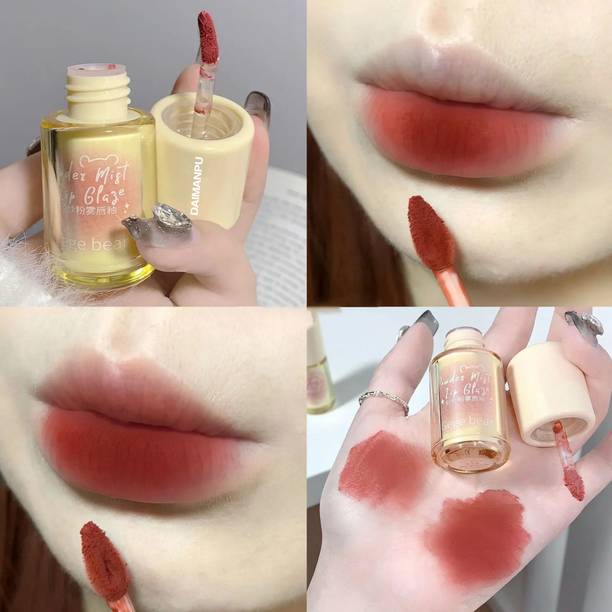 DAIMANPU Gege Bear Matte Crayon Lipstick - Hydrating Heart Stamped Glossy Lip