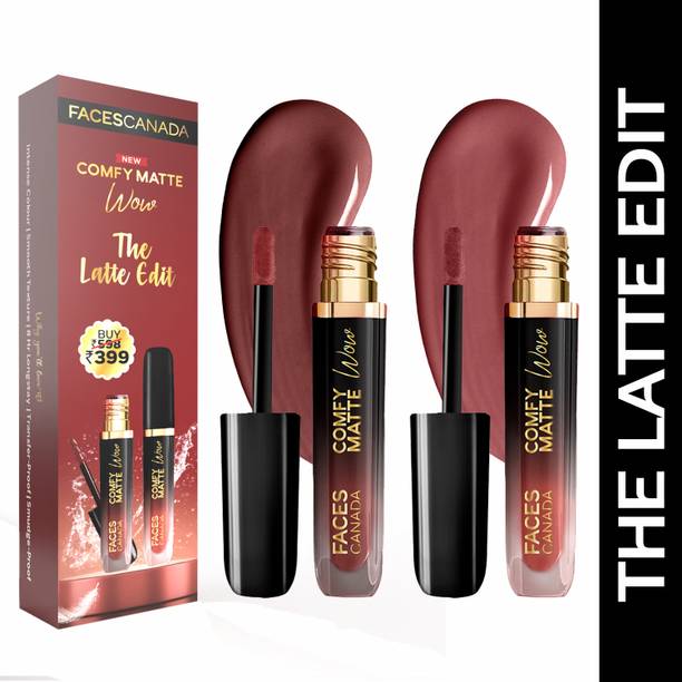 फेसेस कनाडा Comfy Matte Wow Liquid Lipstick - The Latte Edit | Combo Set of 2 |