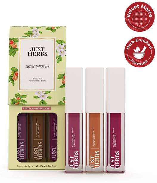 Just Herbs Herb Enrich Long Lasting Matte Liquid Lipstick Kitwith Sweet Almond Oil Set of 3