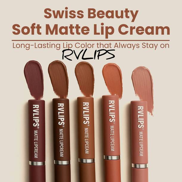 RVLIPS Nude Edition Long Lasting Sensational Liquid Matte Lipstick Non Transfer Set Of5