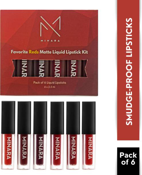 MINARA Matte Liquid Lipstick Pack of 6 - Reds
