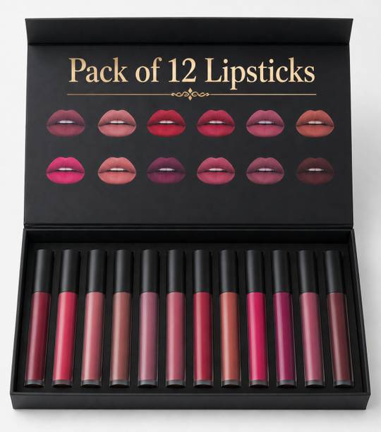YELGO Set of 12 Liquid Lipsticks Matte Finish Long Lasting