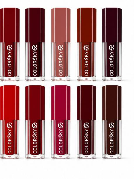 Color Sky Perfect Stay Smudge-proof Liquid Matte Lipstick Combo Pack of 10 (2ml Each)