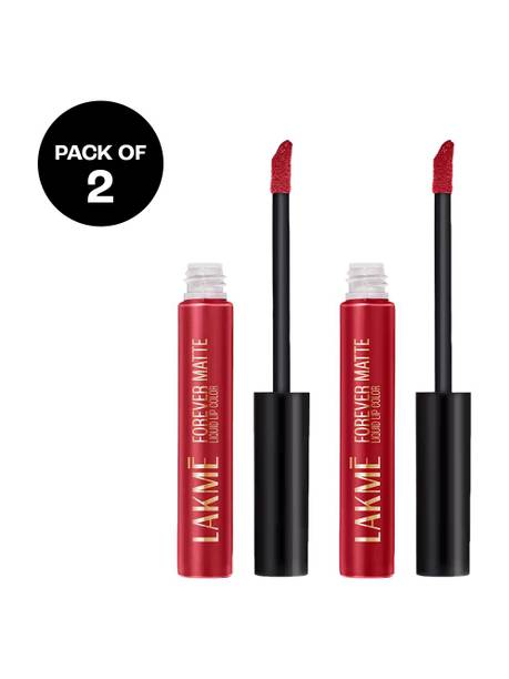 Lakmé Forever Matte Liquid Lip Colour | Red Velvet + Red Revival