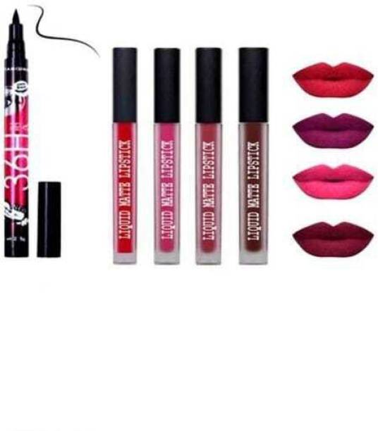 Dyegim Long-Lasting Liquid Black Eyeliner&amp; Red Edition 4 in 1 Liquid Lipstick