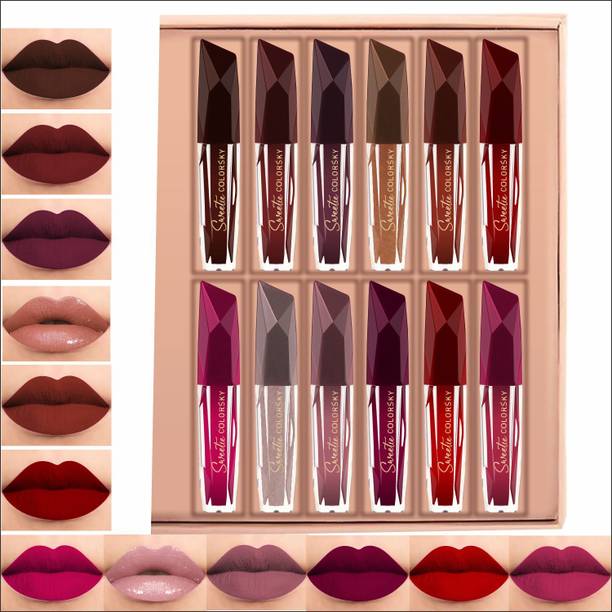 Color Sky Sweetie Matte Liquid Lipstick Set of 12 | Smudge-Proof & Lightweight Wear