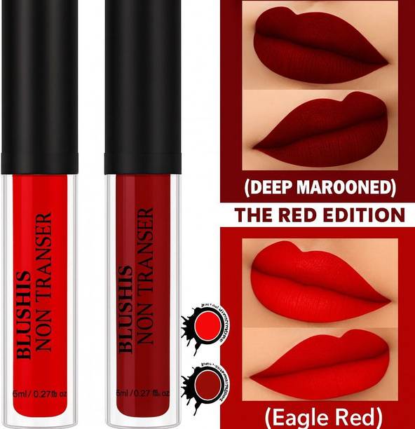 BLUSHIS Non Transfer Waterproof Longlasting Liquid Lipstick Combo set 2 pc