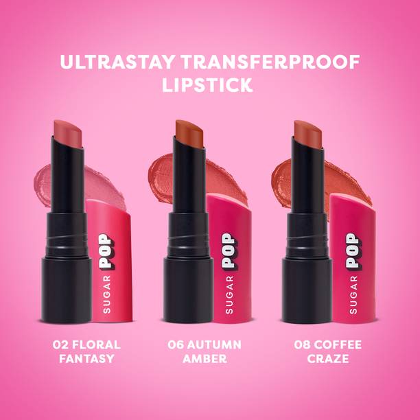 शुगर पॉप Ultrastay Transferproof Pack of 3 - Nude Shades- Waterproof | Smudgeproof