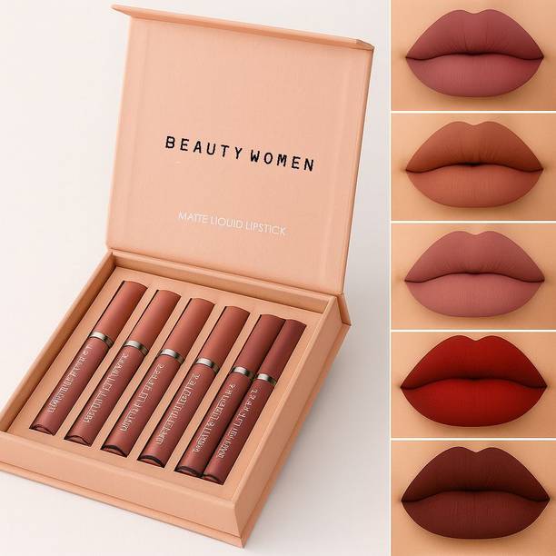 RVLIPS Velvet Book Style Waterproof Matte Liquid Lipstick Set of 6 Trendy Shade