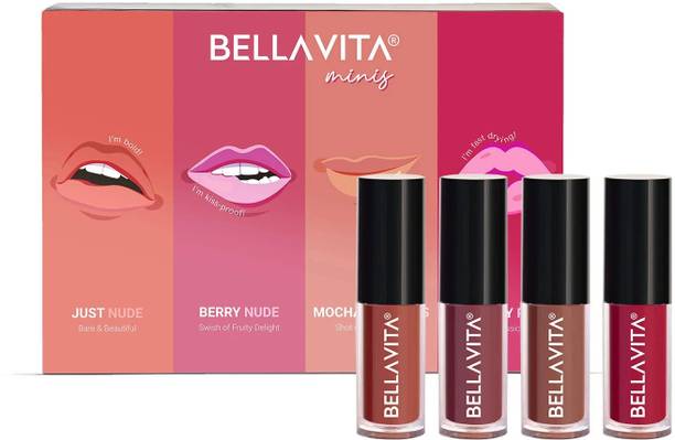 बेल्लाविता Mini Kiss Proof Liquid Lipstick Gift Box|4X2ML| Smudge-Proof & Long Lasting|