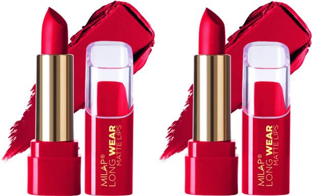 MILAP Long Wear Matte Lipstick Waterproof & Smudge Proof Non Transfer Pack Of 2 (605)