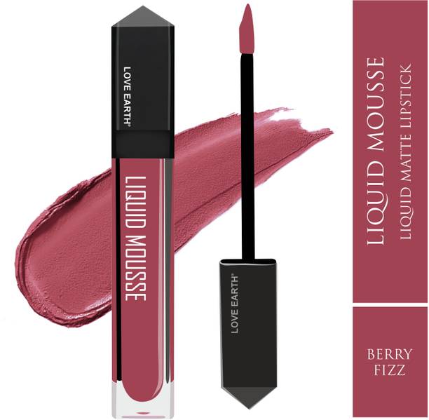 LOVE EARTH Liquid Mousse Lipstick Berry Fizz Matte, Lightweight & Long Lasting