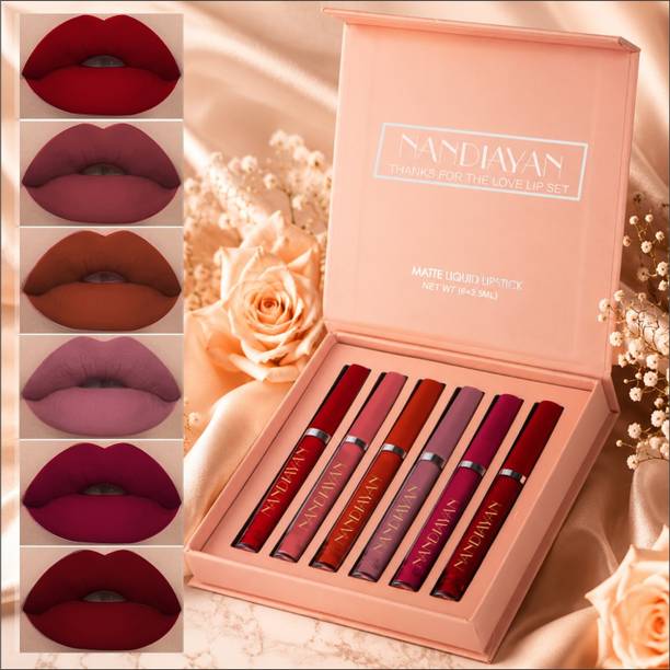 Nandiayan by Colorsky Long-Lasting Waterproof 6Pcs Matte Liquid Lipstick Makeup Set A