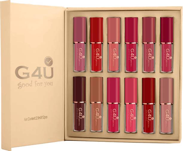 G4U Elegant 12 pcs Matte Lipstick - Intense Pigment, Smooth Finish